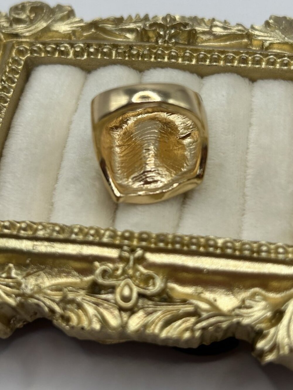 Gold Tone Organic Melted Metal Statement Ring Size 5.5 Sculptural Hammered Look - Picture 6 of 12